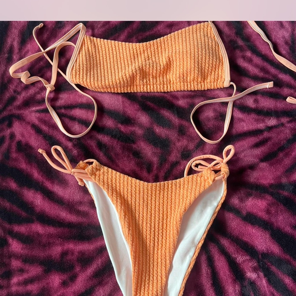 SHEIN Orange Ribbed Bikini Set